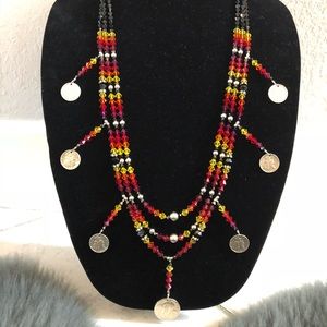 Swarovski & sterling quarter & dime necklace fire.